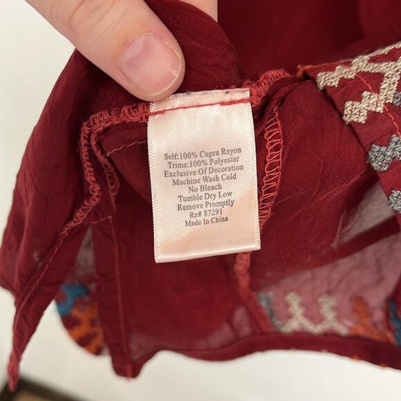 Johnny Was Floral Embroidered Colorful Lightweight Boho Bohemian Tunic Top Small - Picture 12 of 13